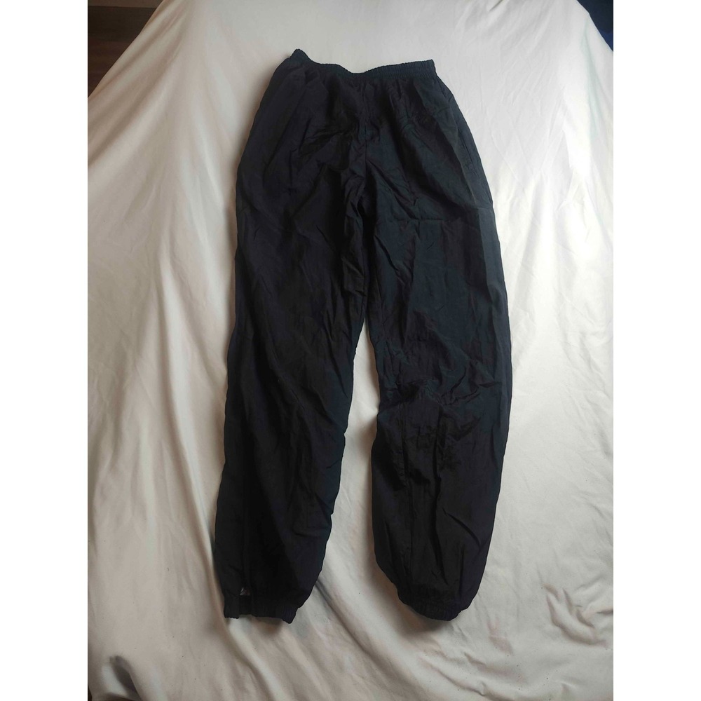 Reebok Vintage Track Pants Mens XL Black Nylon Lined Elastic Waist Ankle Zip Y2K